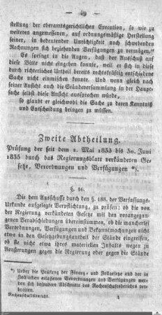 Prüfung der 1833-1835 verkündeten Gesetze