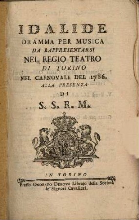 Idalide : Dramma per musica