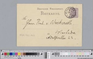 Postkarte an Rudolf von Beckerath