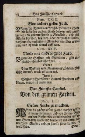 Das Fünffte Capitel. Von den grünen Farben.