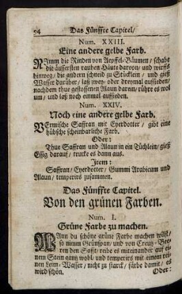 Das Fünffte Capitel. Von den grünen Farben.