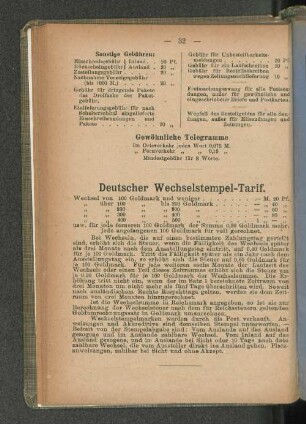 Deutscher Wechselstempel-Tarif.