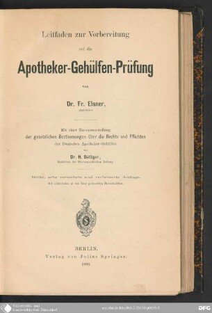 Leitfaden zur Vorbereitung auf die Apotheker-Gehülfen-Prüfung