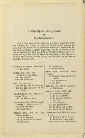II. Schriftsteller-Verzeichnis und Quellennachweise