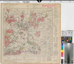Katasteramt Ahlen  Kreis Beckum, Meßtischblatt Ahlen 4213, Farbige Einzeichnung mit Namensliste