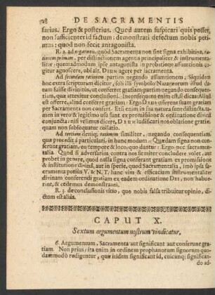 Caput X. Sextum argumentum nostrum vindicatur.
