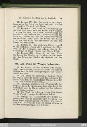III. Die Ethik im Werden betrachtet.