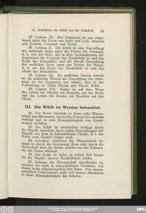 III. Die Ethik im Werden betrachtet.