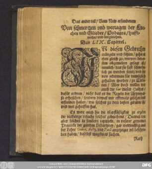 Von schmertzen und weetagen der Knochen und Glieder/ Podagra/ hufftwehe/ und dergleichen. Das LIX. Capittel.