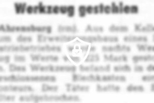 Werkzeug gestohlen