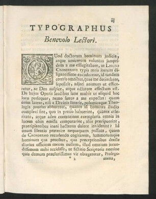 Typographus Benevolo Lectori