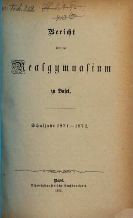 Bericht : über d. Schuljahr. 1871/72