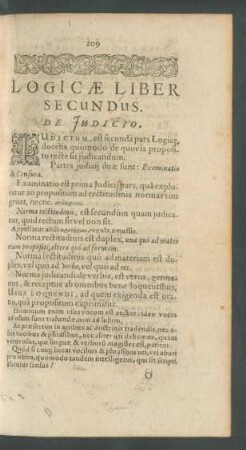 Logicae Liber Secundus. De Iudicio.