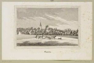 Ortsansicht von Canitz (Riesa-Canitz) östlich von Oschatz, aus Sachsens Kirchen-Galerie von Hermann Schmidt, Bd. 3, 1840