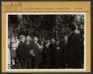 Festakt zur Grundsteinlegung für das Haus der Sorben, am 24.08.1947 in Bautzen. : Swjatočnosć połoženja zakłada Serbskemu domej, dnja 24.08.1947 w Budyšinje.
