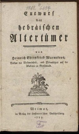 Entwurf der hebräischen Altertümer