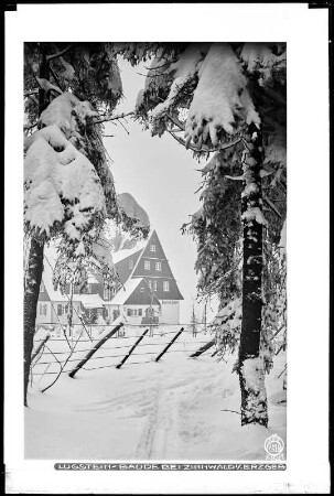 Zinnwald im Erzgebirge, Lugsteinbaude im Winter