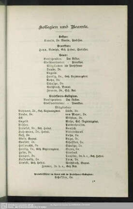 Kollegien und Beamte