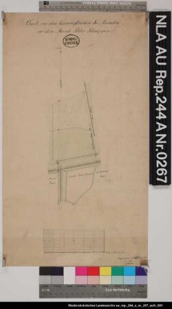 Teile des Hellers und der Flächen vor dem MANDEPOLDER Schnippen Kolorierte Zeichnung von Mecke Papier Format 27,3x47,7 M 1:2.000