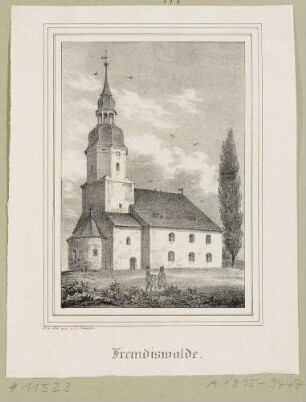 Die Kirche in Fremdiswalde (Grimma-Fremdiswalde) nordöstlich von Grimma, aus Sachsens Kirchen-Galerie von Hermann Schmidt, Bd. 9, 1844