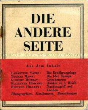 Exilschrift "Die andere Seite" mit Beiträgen von Thomas Mann u.a.