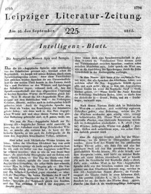 1815-09-16 : 225. Stück [Intelligenz-Blatt]