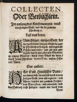 Collecten Oder Betbüchlein.