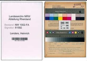 Entnazifizierung Heinrich Lenders, geb. 28.03.1907 (Kaufmann)