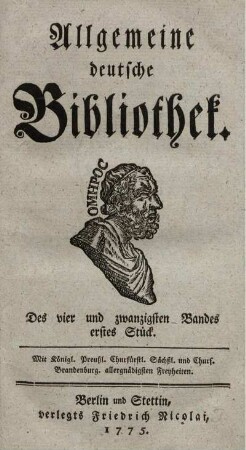 Des vier und zwanzigsten Bandes erstes Stück.