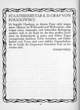 Staatssekretär a.D. Graf von Posadowsky.