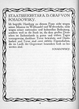 Staatssekretär a.D. Graf von Posadowsky.
