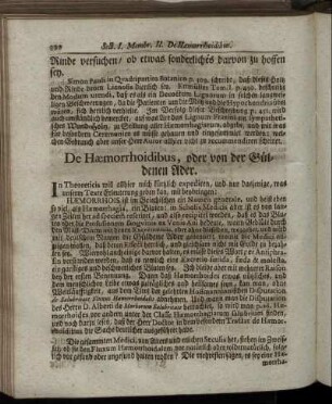 De Hæmorrhoidibus, oder von der Güldenen Ader.