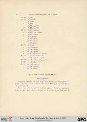 Notes sur la série des chapitres
