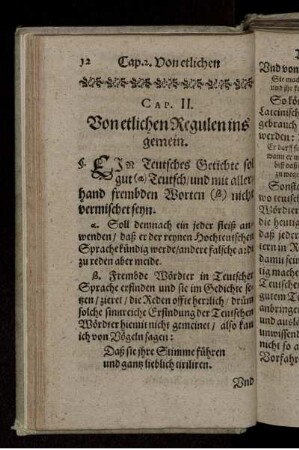 Cap. II. Von etlichen Regulen ins gemein