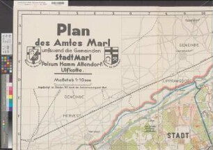 Marl (Amt) Übersichtsplan mit verschiedenen Bauplanungen 1937 1 : 10 000 143 x 166 farb. Druck: W. Grösschen, Dortmund Oberpostdirektion Münster
