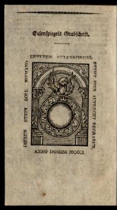 Eulenspiegels Grabschrift