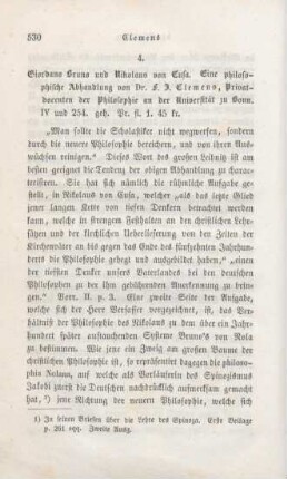 530-540 [Rezension] Clemens, Franz Jakob, Giordano Bruno und Nicolaus von Cusa
