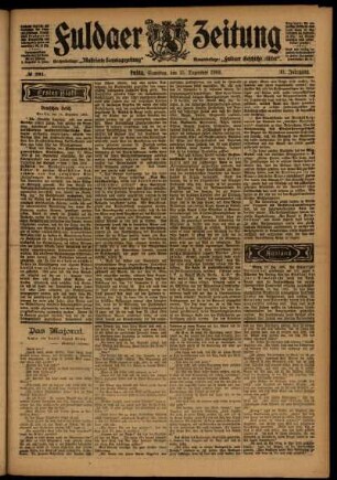 Erste Ausgabe vom Samstag, den 19. Dezember 1903.