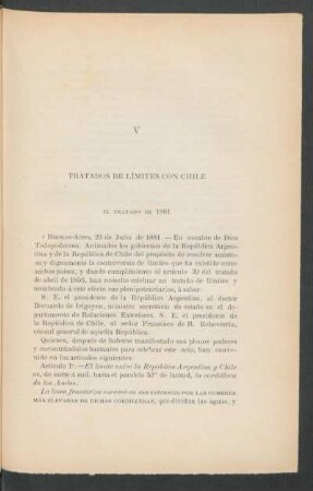 V - Tratados de límites con Chile