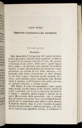 Capo Nono. Apparato circolatorio dei vertebrati