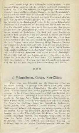 c) Müggelheim, Gosen, Neu-Zittau