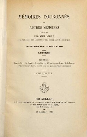 La frontière linguistique en Belgique et dans le nord de la France, 1