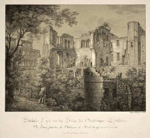 Westlicher Theil von der Ruine des Heidelberger Schlosses - Vue d'une partie du Château de Heidelberg, vers l'ouest