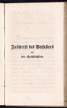 Zuschrift des Verfaßers an die Geistlichkeit