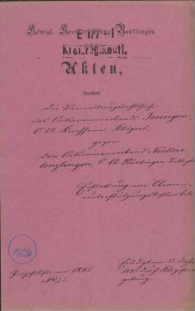 Ortsarmenverband Jesingen, OA Kirchheim, gegen den Ortsarmenverband Neckartenzlingen, OA Nürtingen (Erstattung von Armenunterstützungskosten für den Schuhmacher Daniel Müller von Neckartenzlingen)