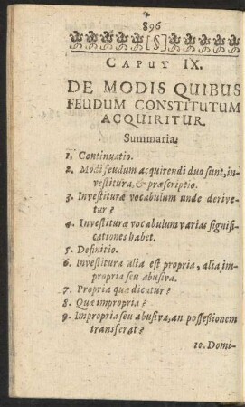 Caput IX. De Modis Quibus Feudum Constitutum Acquiritur.