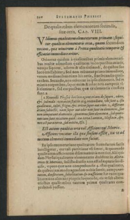 De qualitatibus elementorum secundis, sive ortis, Cap. VIII.