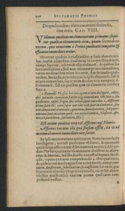 De qualitatibus elementorum secundis, sive ortis, Cap. VIII.