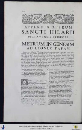 Appendix Operum sancti Hilarii Pictavensis Episcopi.