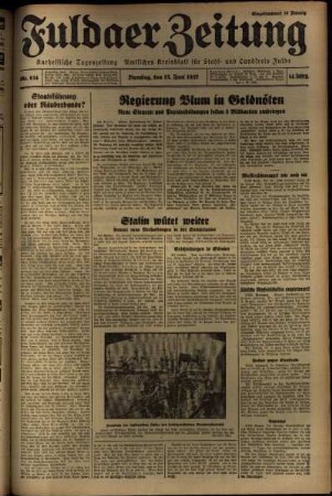 Ausgabe vom Dienstag, den 15. Juni 1937.